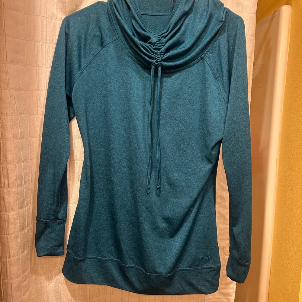 Champion Deep Teal Women's Cowl Neck Activewear Long-sleeve Shirt